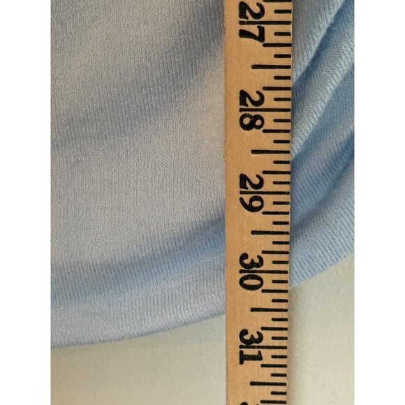 White House Black Market WHBM Light Blue Longline Top Ruched Hips Size Medium - Picture 11 of 12